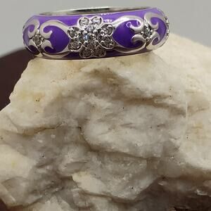Hidalgo Purple Enamel Sterling Silver Ring sz 7